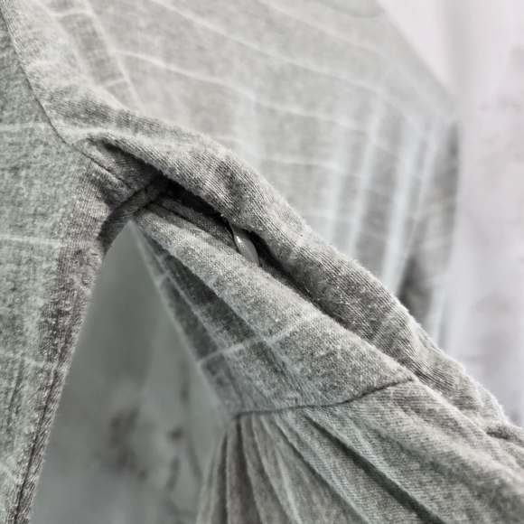 Roolee Dress Womens Small Gray White Striped T Shirt Long Sleeve Zip Pockets - Picture 11 of 14